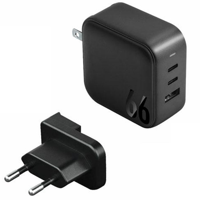 Зарядно ENERGEA Travelite 66W 3.0 US+EU, черно