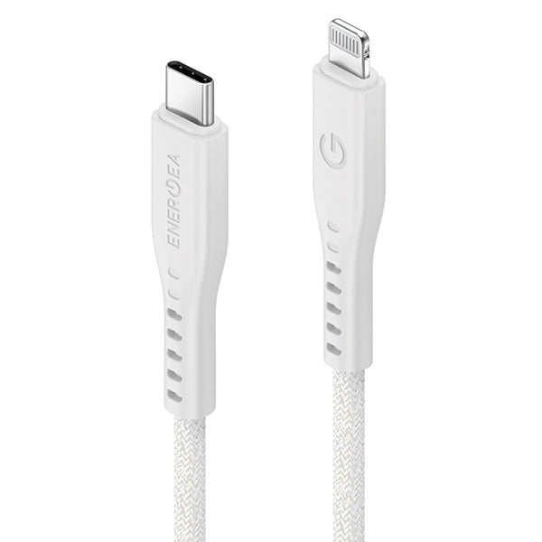 ENERGEA кабел Flow M1-M0 MFI 1.5м, бял, 60W 3A PD Fast Charge