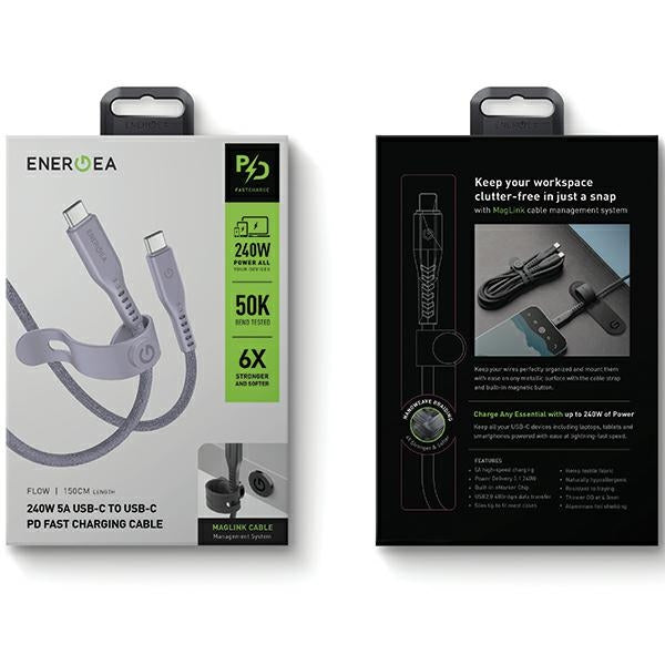 ENERGEA кабел Flow 0,5m, лилав, 5A PD Fast Charge