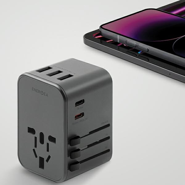Зарядно ENERGEA 35.5W 4в1 адаптер US/UA/EU/UK, сиво