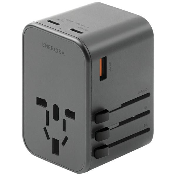 Зарядно ENERGEA 65W 4в1 адаптер US/UA/EU/UK, сив/gunmetal