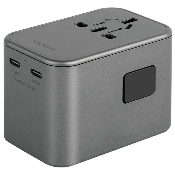 Зарядно ENERGEA 65W 4в1 адаптер US/UA/EU/UK, сив/gunmetal