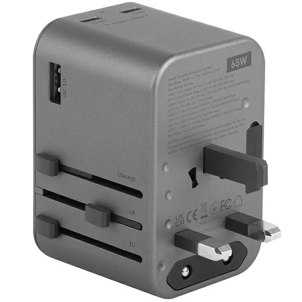 Зарядно ENERGEA 65W 4в1 адаптер US/UA/EU/UK, сив/gunmetal