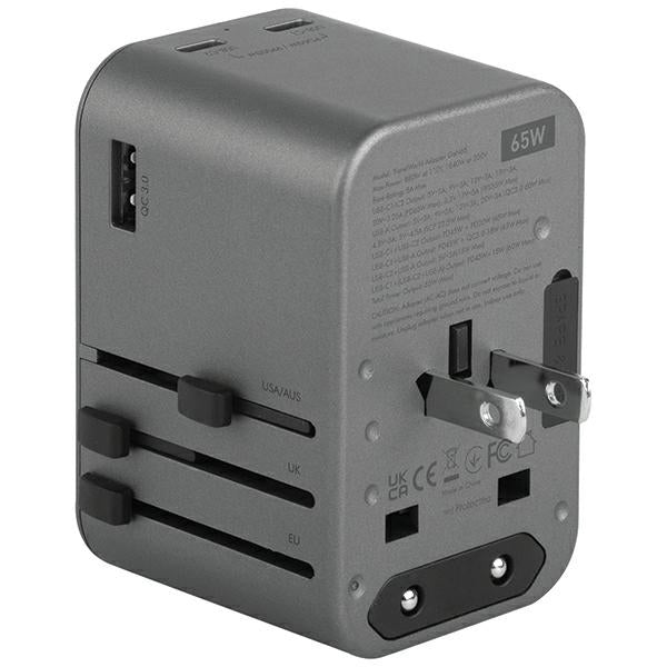 Зарядно ENERGEA 65W 4в1 адаптер US/UA/EU/UK, сив/gunmetal