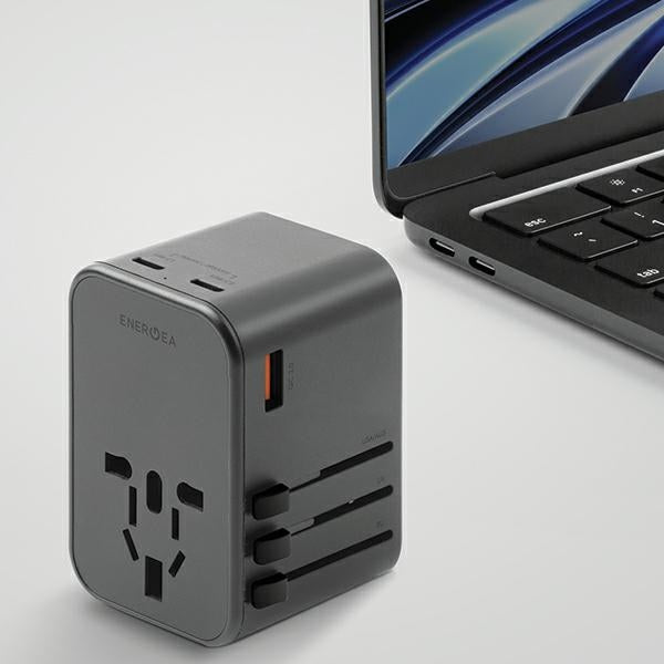 Зарядно ENERGEA 65W 4в1 адаптер US/UA/EU/UK, сив/gunmetal