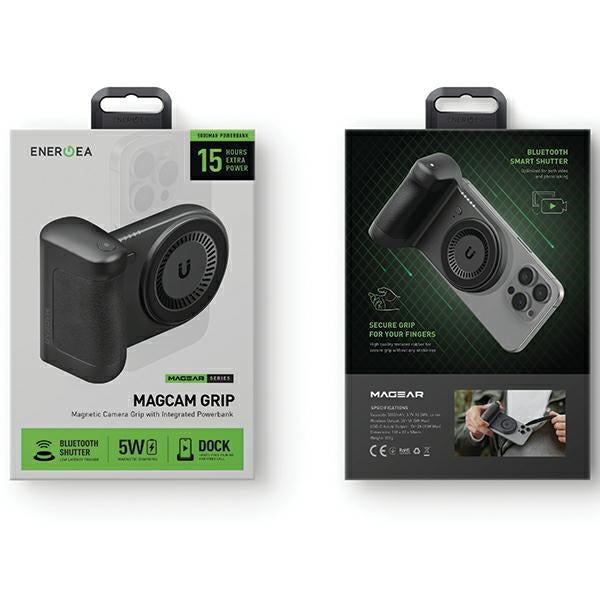 Energea Magear Magcam Grip държач за снимки с вградена powerbank, черен, MagSafe