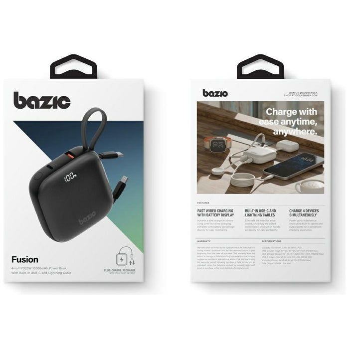Powerbank ENERGEA 4в1 Bazic Fusion с USB-C/Lightning, черен