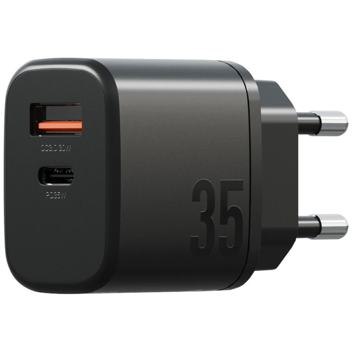Зарядно Bazic Goport Velox Kit 1xUSB-C 1xUSB-A GaN 35W с плетен кабел, черно