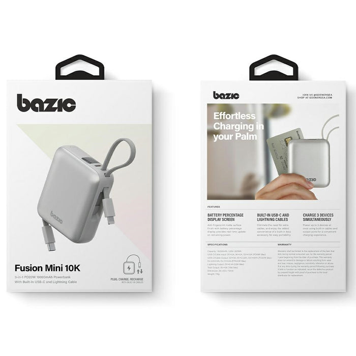 Powerbank ENERGEA 3w1 Bazic Fusion Mini с кабел USB-C/Lightning, сив