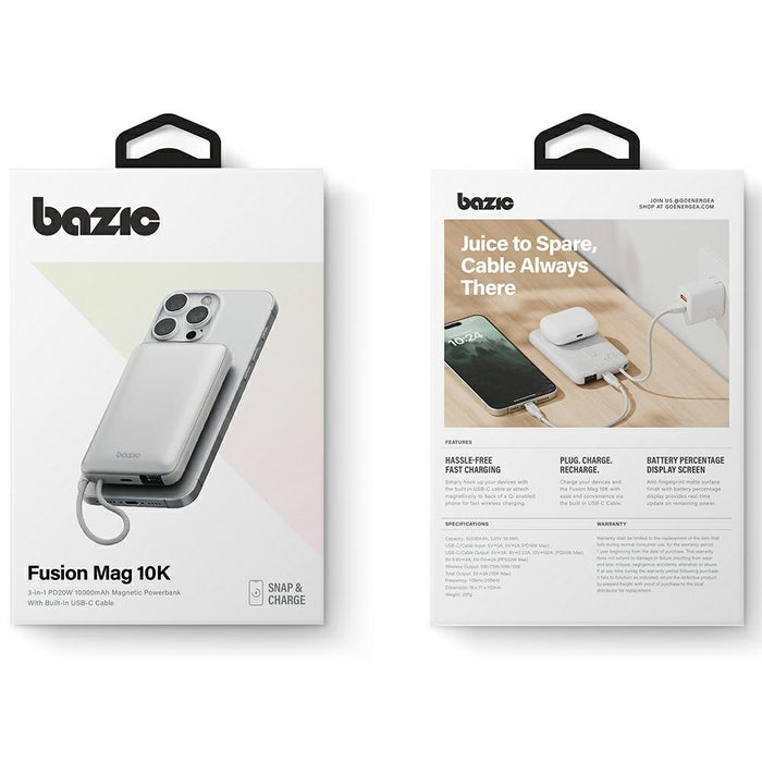 Powerbank ENERGEA Bazic Fusion Mag MagSafe кабел, сив