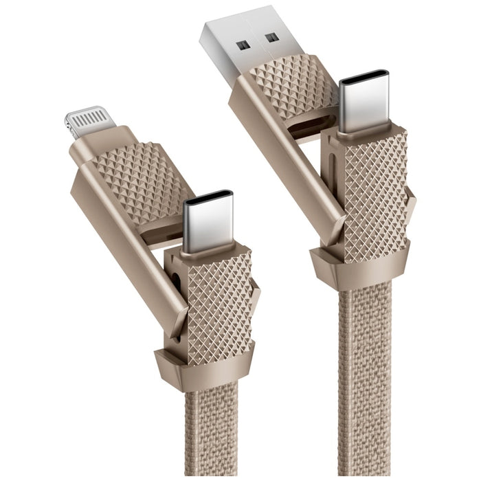 Кабел ENERGEA Bazic GoCharge Alucable 4в1 (USB-C/Lightning) 60W 3A PD Fast Charge, златен