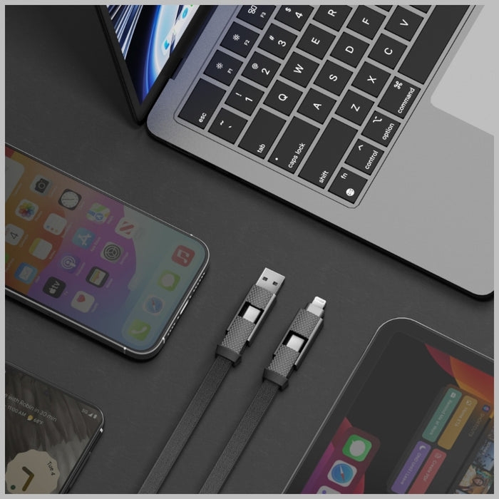 Кабел ENERGEA Bazic GoCharge Alucable 4в1 (USB-C/Lightning) 60W 3A PD Fast Charge, златен