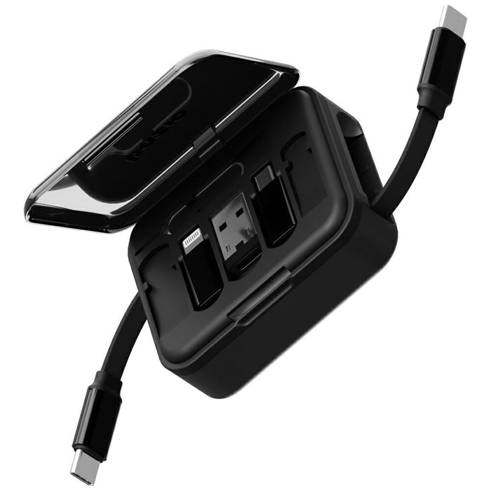Кабел ENERGEA Bazic GoCharge Loop 5w1 Lightning, USB-A, Micro USB 1m, черен