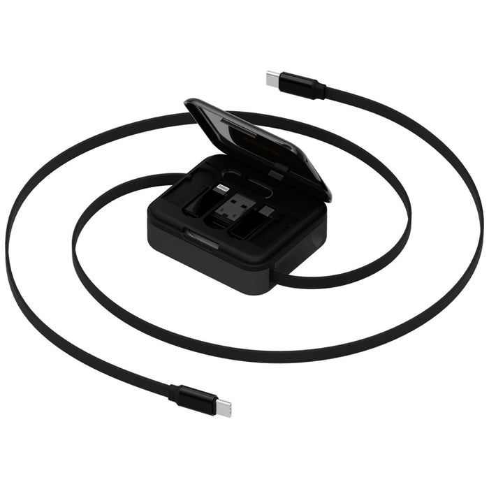 Кабел ENERGEA Bazic GoCharge Loop 5w1 Lightning, USB-A, Micro USB 1m, черен
