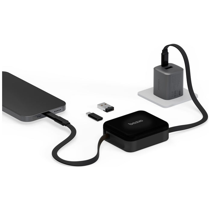 Кабел ENERGEA Bazic GoCharge Loop 5w1 Lightning, USB-A, Micro USB 1m, черен