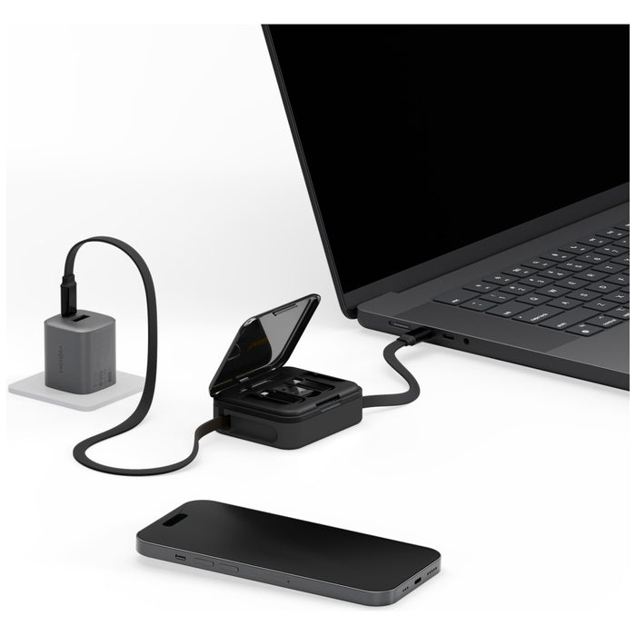 Кабел ENERGEA Bazic GoCharge Loop 5w1 Lightning, USB-A, Micro USB 1m, черен
