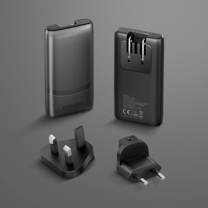 Зарядно Energea TravelWorld Edge 65W PD/PPS/QC3.0 (US/UK/EU), графитено