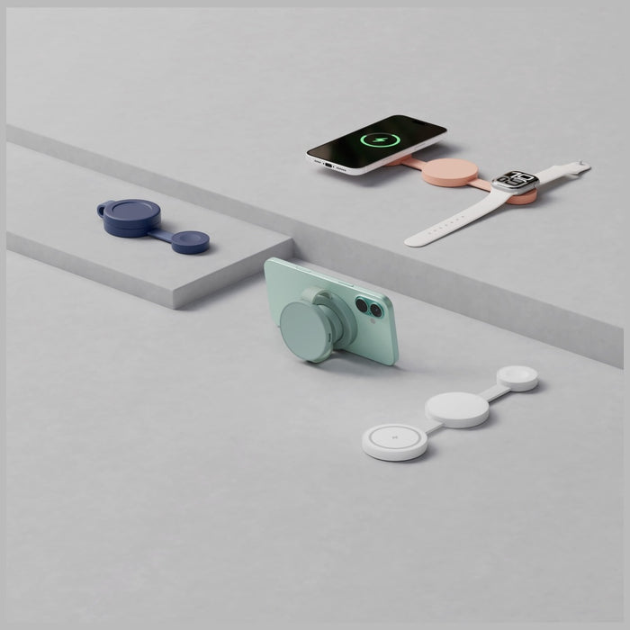 Индуктивно зарядно Energea Bazic GoMag Trio 2 3в1 15W магнитно за iPhone/Watch/AirPods, синьо
