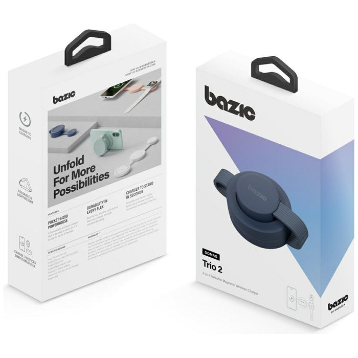 Индуктивно зарядно Energea Bazic GoMag Trio 2 3в1 15W магнитно за iPhone/Watch/AirPods, синьо