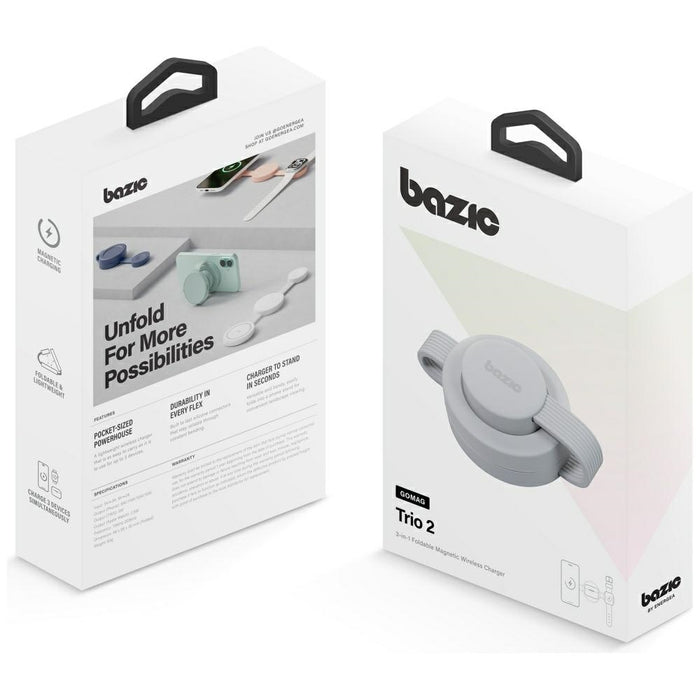 Индукционно зарядно Energea Bazic GoMag Trio 2 3в1 15W магнитно за iPhone/Watch/AirPods, сиво