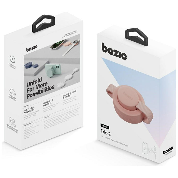 Безжично зарядно Energea Bazic GoMag Trio 2 3в1 15W магнитно за iPhone/Watch/AirPods, розово