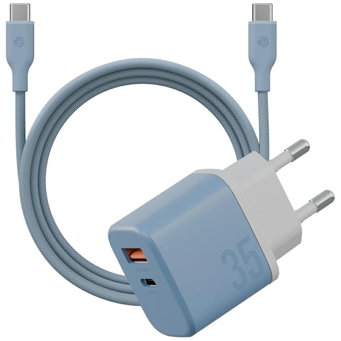 Зарядно ENERGEA Bazic GoPort Velox Kit GaN 35W с кабел, синьо