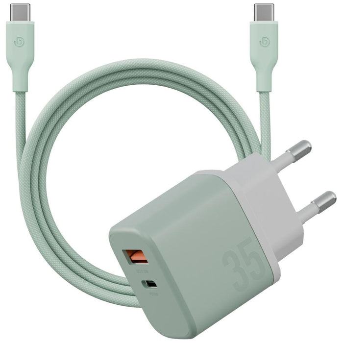 Зарядно ENERGEA Bazic GoPort Velox Kit GaN 35W с кабел, зелено
