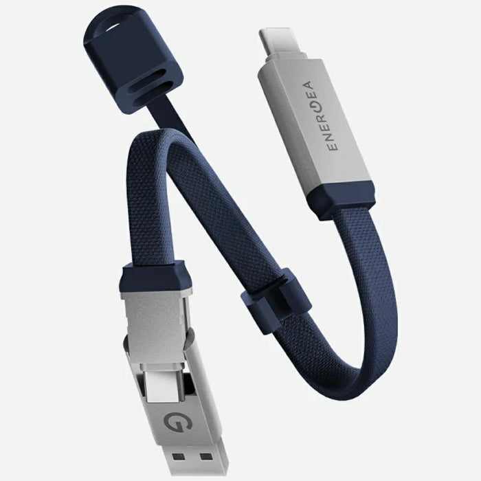 Кабел Energea Sheath Key 2в1 за USB-C/USB-A, 60W, 15cm, син
