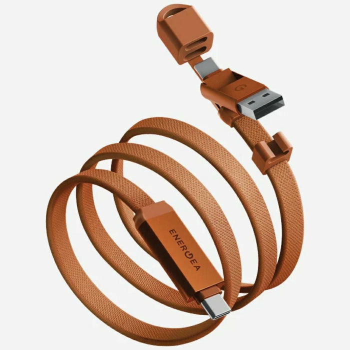 Кабел Energea Sheath Travel 2в1 за USB-C/USB-A, 60W, 1.2m, оранжев