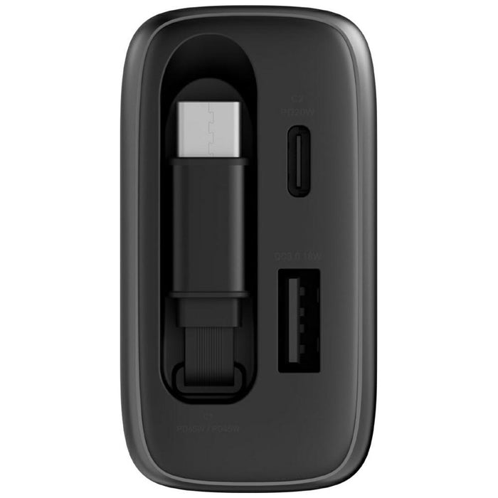 Зарядно Energea Ampcharge Arc 65 + сгъваем кабел PD/PPS/QC3.0 GaN, сив металик