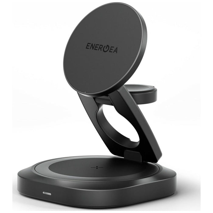 Индуктивно зарядно Energea Alumag GYRO 360 Obrotowa Qi2.2 25W, сгъваемо, гумметал