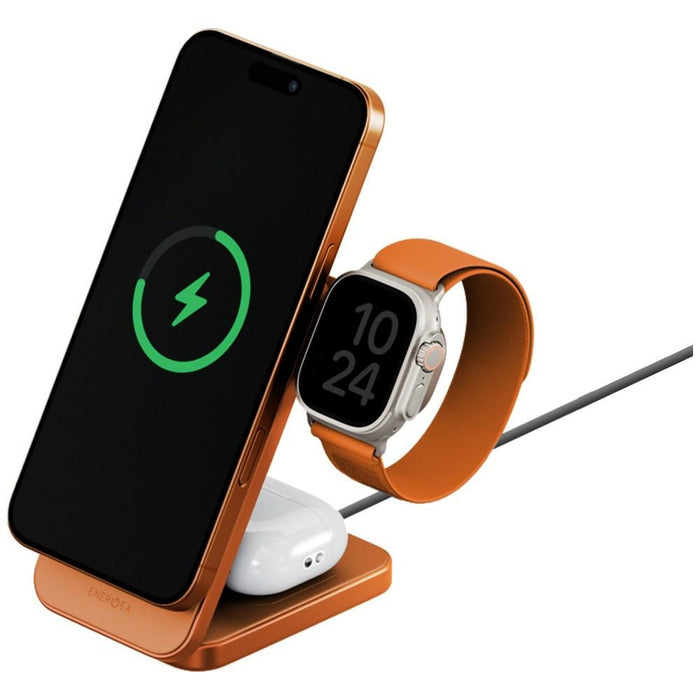 Зарядно Energea MagTrio 2 3в1 Qi2 25W сгъваемо, оранжево