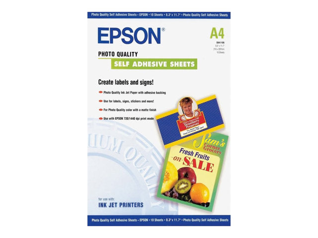 EPSON Photo Quality Ink Jet Paper самозалепваща DIN A4 167g/m2 10 листа