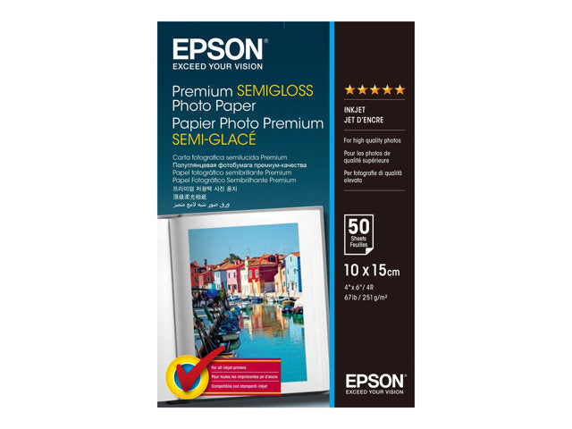EPSON Premium полугланцова фотохартия мастиленоструйна 251g/m2 100x150mm 50 листа пакет