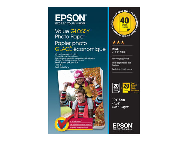 EPSON Value Glossy Photo Paper 10x15cm 20 листа x2 (BOGOF)