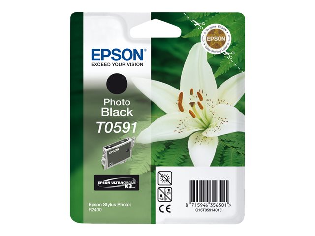 EPSON T0591 касета с мастило фото черна стандартен капацитет 13 ml 1 пакет блистер без аларма