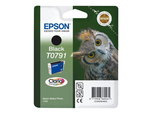 EPSON T0791 касета с мастило черна стандартен капацитет 11 ml 1 пакет блистер без аларма
