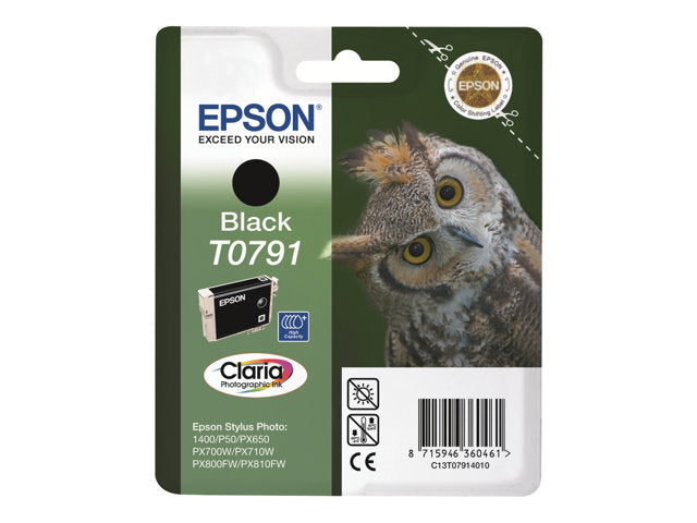 EPSON T0791 касета с мастило черна стандартен капацитет 11 мл 1 пакет RF-AM блистер с/с