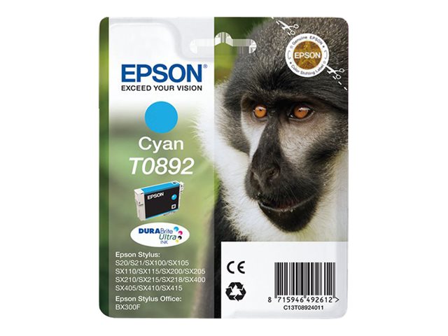 EPSON 1LB T0892 касета с мастило циан с нисък капацитет 3,5 ml 1 пакет RF-AM блистер с/с