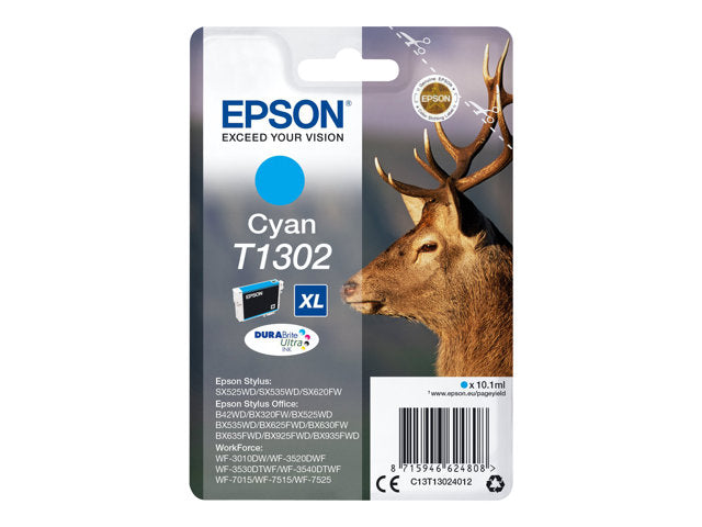 EPSON 1LB T1302 касета с мастило циан изключително голям капацитет 10,1 ml 1 пакет RF-AM блистер DURABrite Ultra Ink w/s