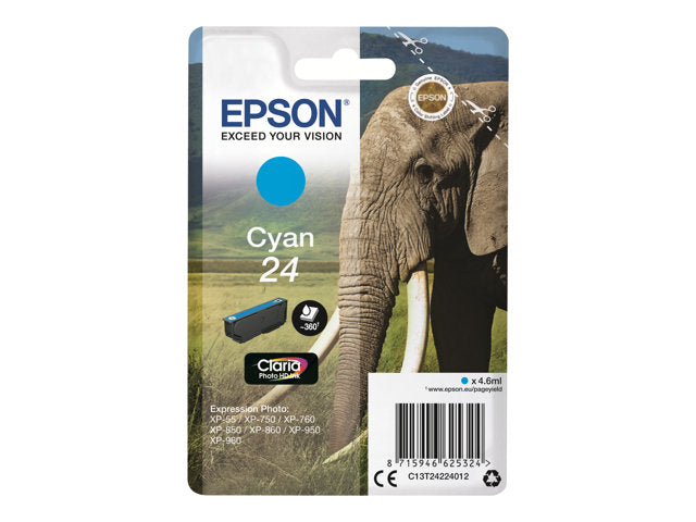 EPSON 1LB 24 касета с мастило циан стандартен капацитет 4,6 ml 360 страници 1 пакет RF-AM блистер w/s