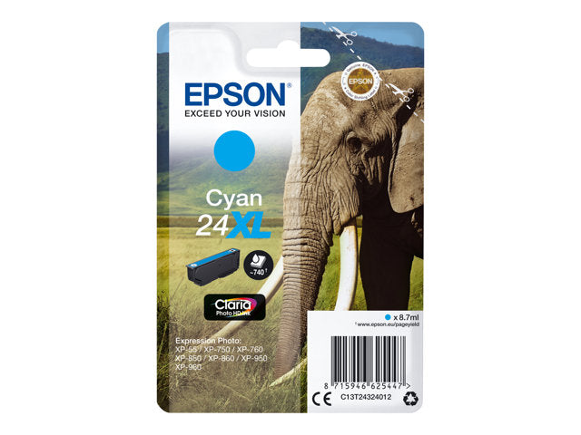 EPSON 1LB 24XL касета с мастило циан с голям капацитет 8,7 мл 740 страници 1 пакет RF-AM блистер с/с
