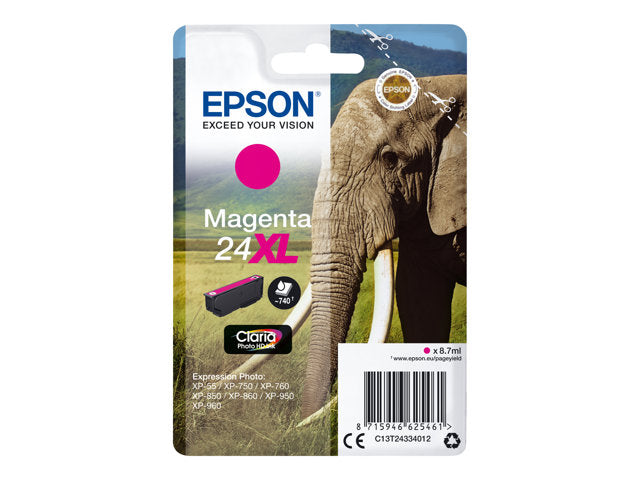 EPSON 1LB 24XL касета с мастило магента с голям капацитет 8,7 мл 740 страници 1 пакет RF-AM блистер с/с