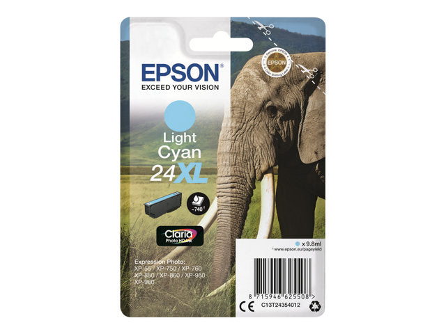 EPSON 5LB 24XL касета с мастило светло циан с голям капацитет 9,8 мл 740 страници 1 пакет RF-AM блистер с/с