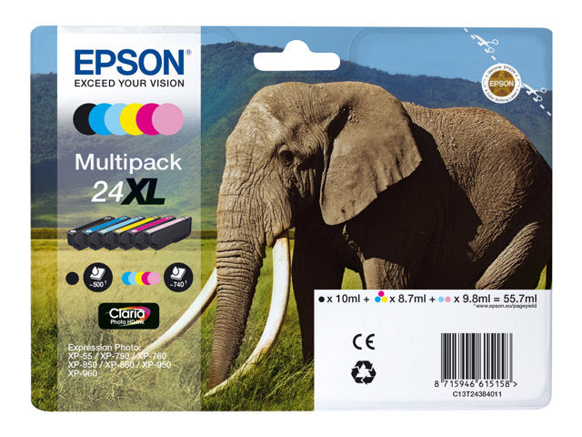 EPSON 3LB 24XL Черна касета с мастило и пет цвята стандартен капацитет 55,7 ml 1 пакет RF-AM блистер с/с