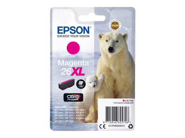 EPSON 26XL касета с мастило магента с голям капацитет 9,7 мл 700 страници 1 пакет RF-AM блистер с/с