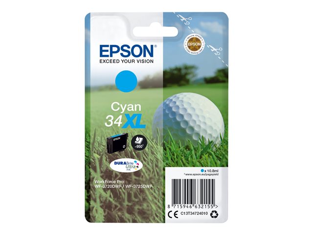 EPSON 2LB Singlepack 34XL Ink Cyan DURABrite Ultra 10,8 ml Блистер XL w/s