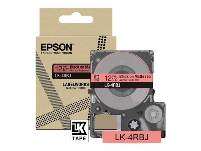 Матова лента EPSON Червена/Черна 12mm 8m LK-4RBJ