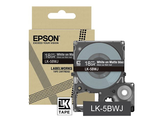 Матова лента EPSON черна/бяла 18 мм 8 м LK-5BWJ