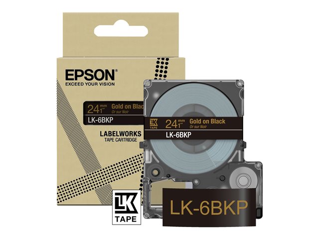 Метална лента EPSON черна/златна 24 мм 9 м LK-6BKP